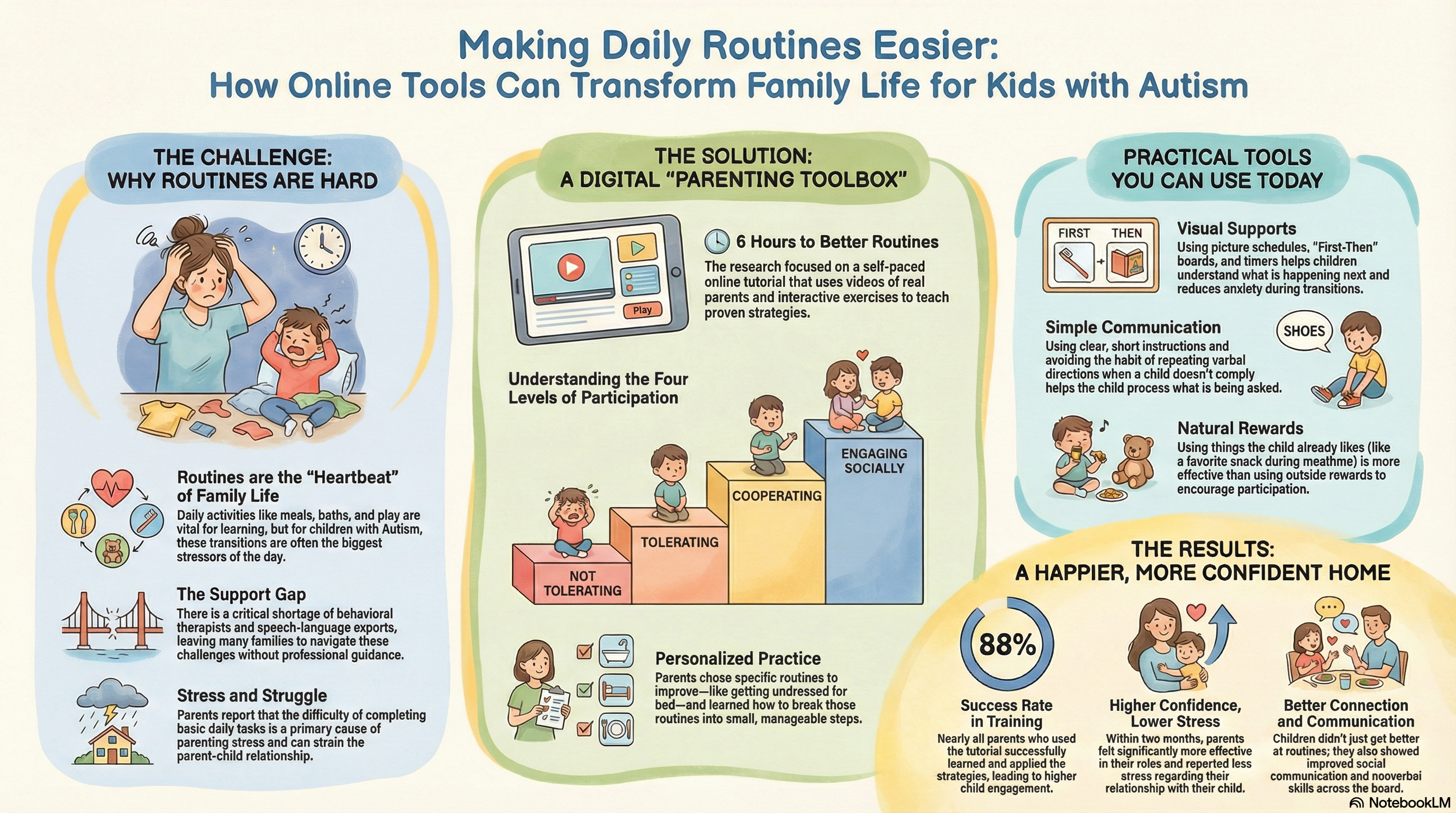 Enhancing interactions during daily routines: A randomized controlled trial of a web-based tutorial for parents of young children with ASD.