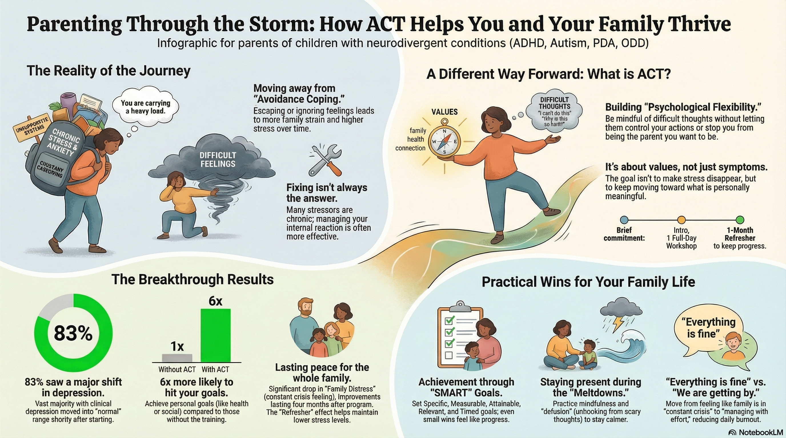Parent, child, and family outcomes following Acceptance And Commitment Therapy for parents of autistic children: A randomized controlled trial.