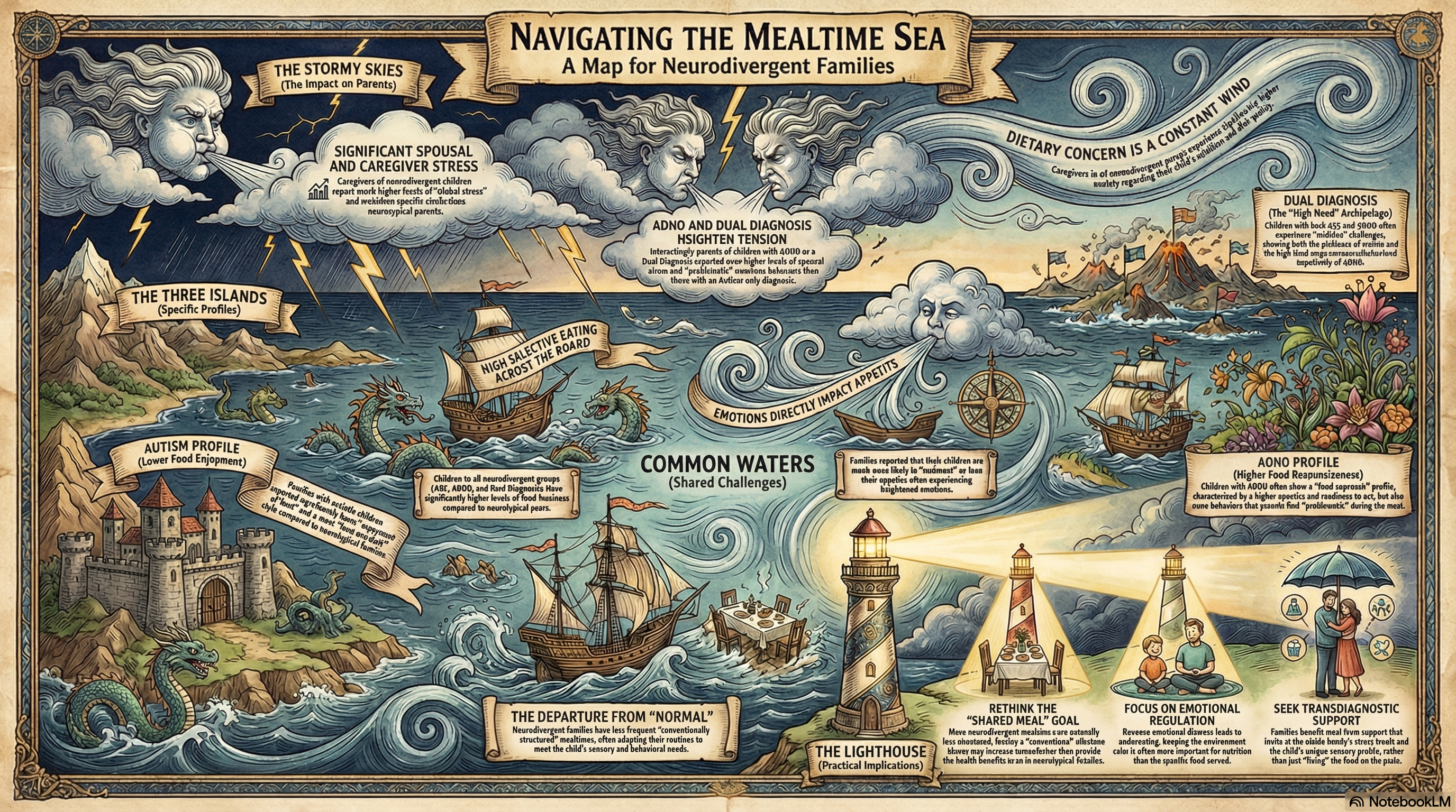Comparing eating and mealtime experiences in families of children with autism, attention deficit hyperactivity disorder and dual diagnosis.
